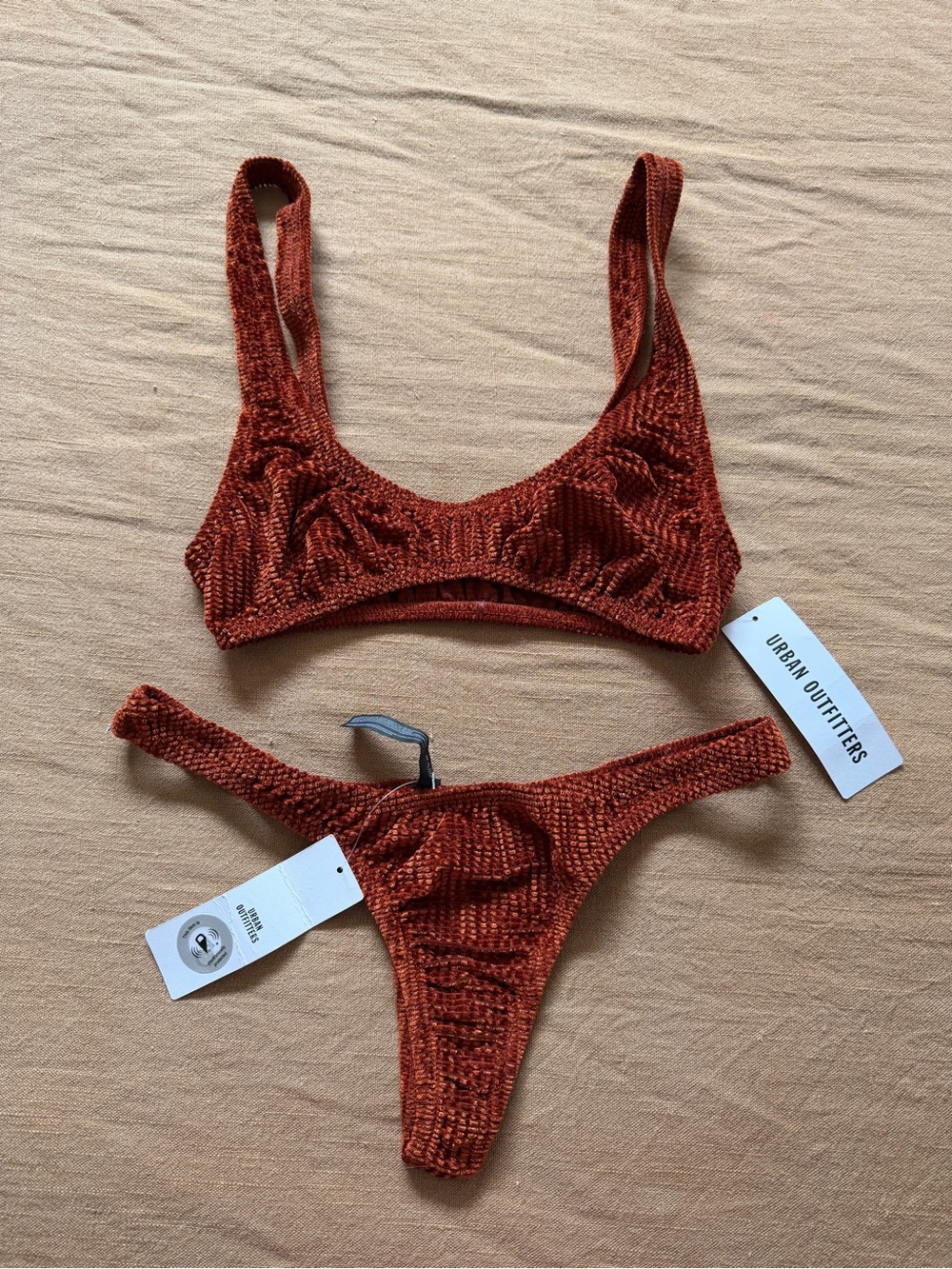 Urban outfitters Rust Textured Two-Piece Swim Set